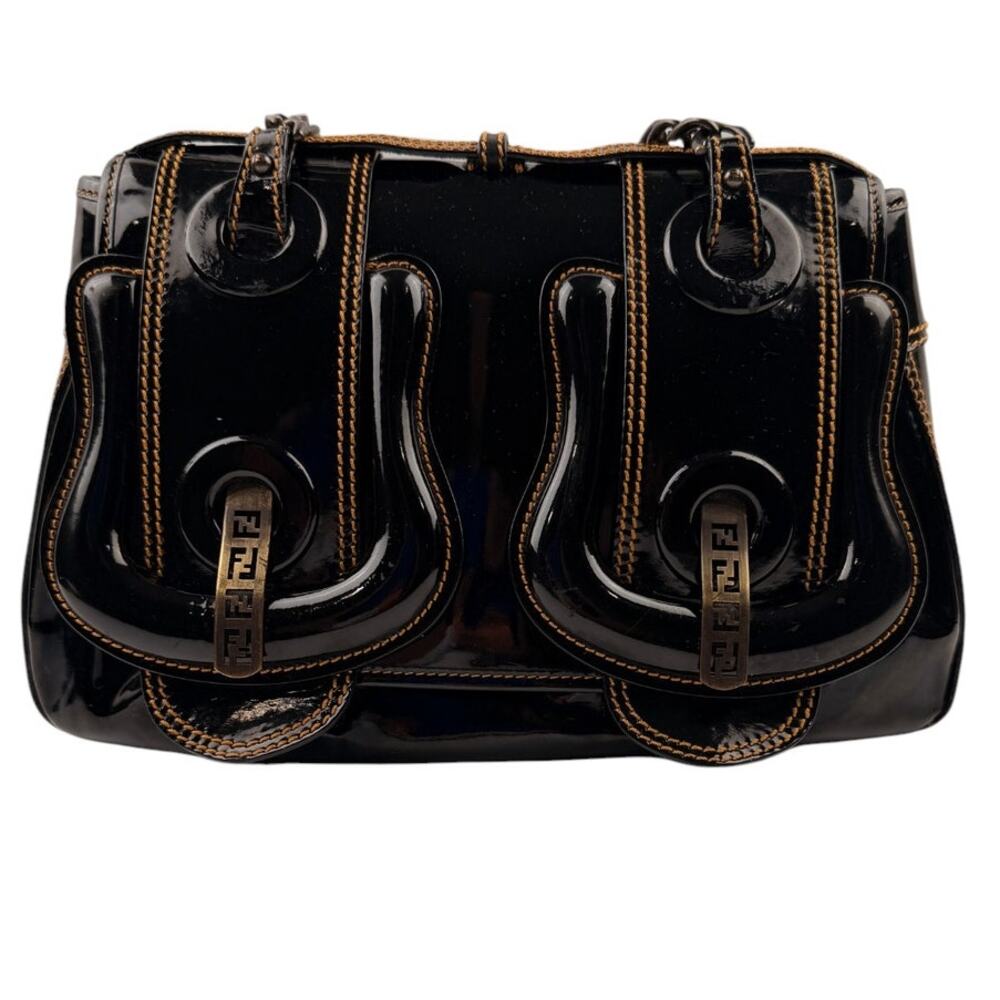 Fendi Black Patent Leather B Bag